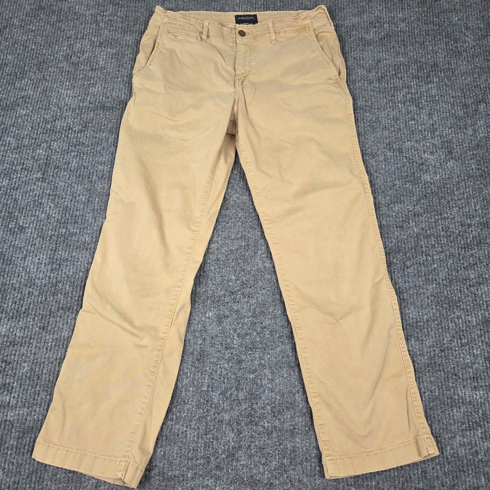 American Eagle Mens Relaxed Straight Extreme Flex Chino Pants Khaki Tan 32x32‎